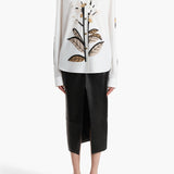 Khaite - Argo Top in Chalk Cotton with Floral Embroidery