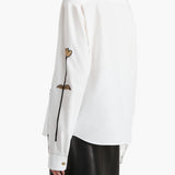 Khaite - Argo Top in Chalk Cotton with Floral Embroidery