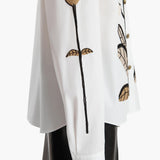 Khaite - Argo Top in Chalk Cotton with Floral Embroidery