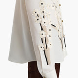 Khaite - Argo Top in Natural with Floral Embroidery