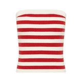 Posse - ARI STRAPLESS TOP - CORAL STRIPE