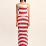 Posse - ARI STRAPLESS TOP - CORAL STRIPE