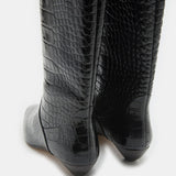 Le Monde Beryl - Allegra Riding Boot / Coco Black Leather Croc Effect
