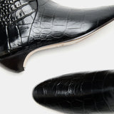 Le Monde Beryl - Allegra Riding Boot / Coco Black Leather Croc Effect