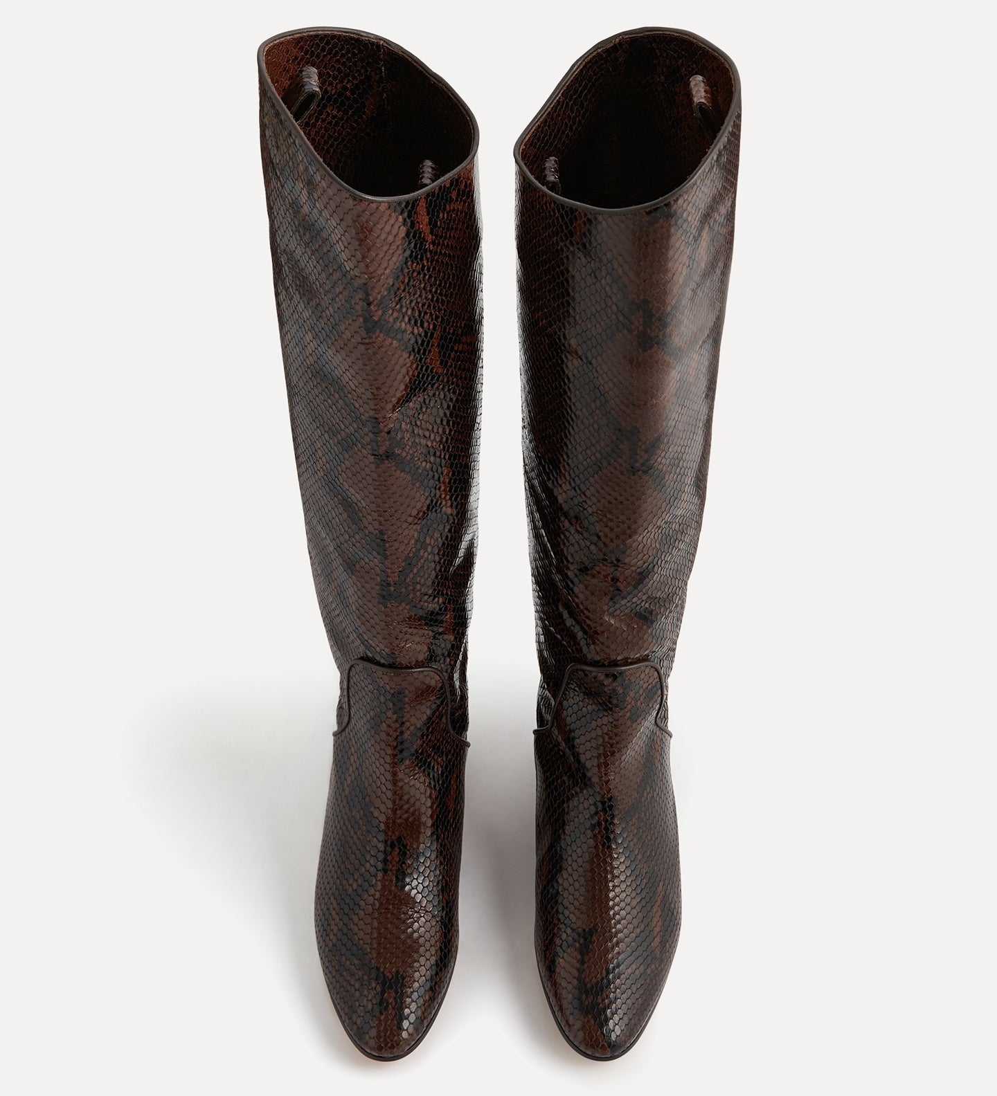 Le Monde Beryl - Allegra Riding Boot / Chocolate Leather Snake Effect