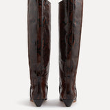 Le Monde Beryl - Allegra Riding Boot / Chocolate Leather Snake Effect