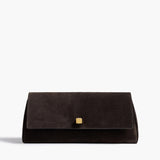 Khaite - Audrey Clutch in Dark Brown Suede