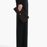 Khaite - Audrey Clutch in Dark Brown Suede