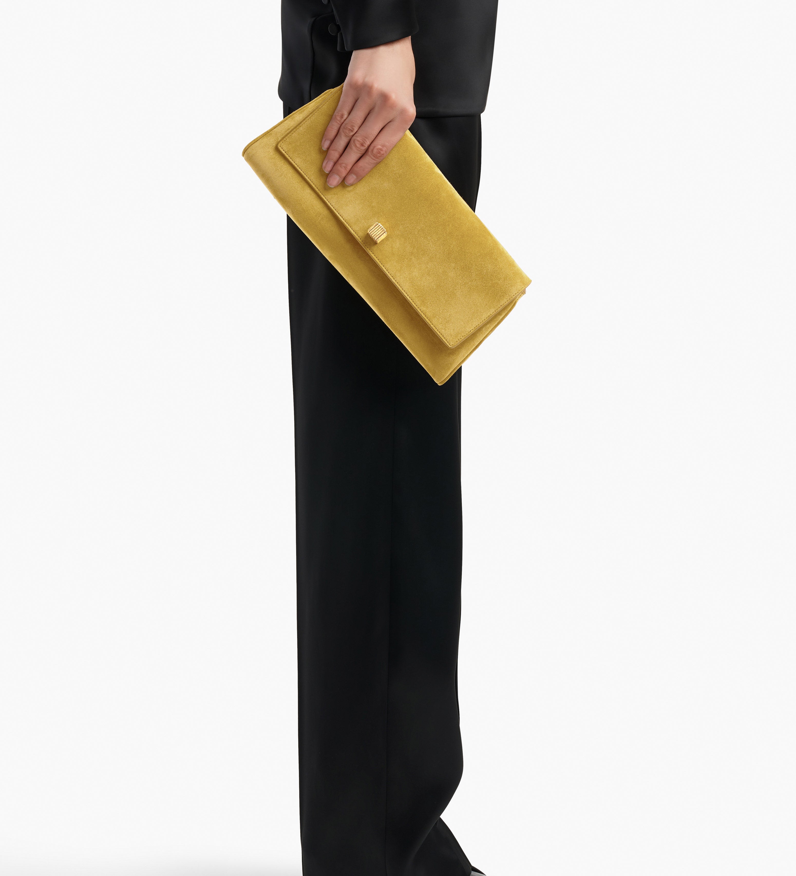 Khaite - Audrey Clutch in Golden Olive Haircalf