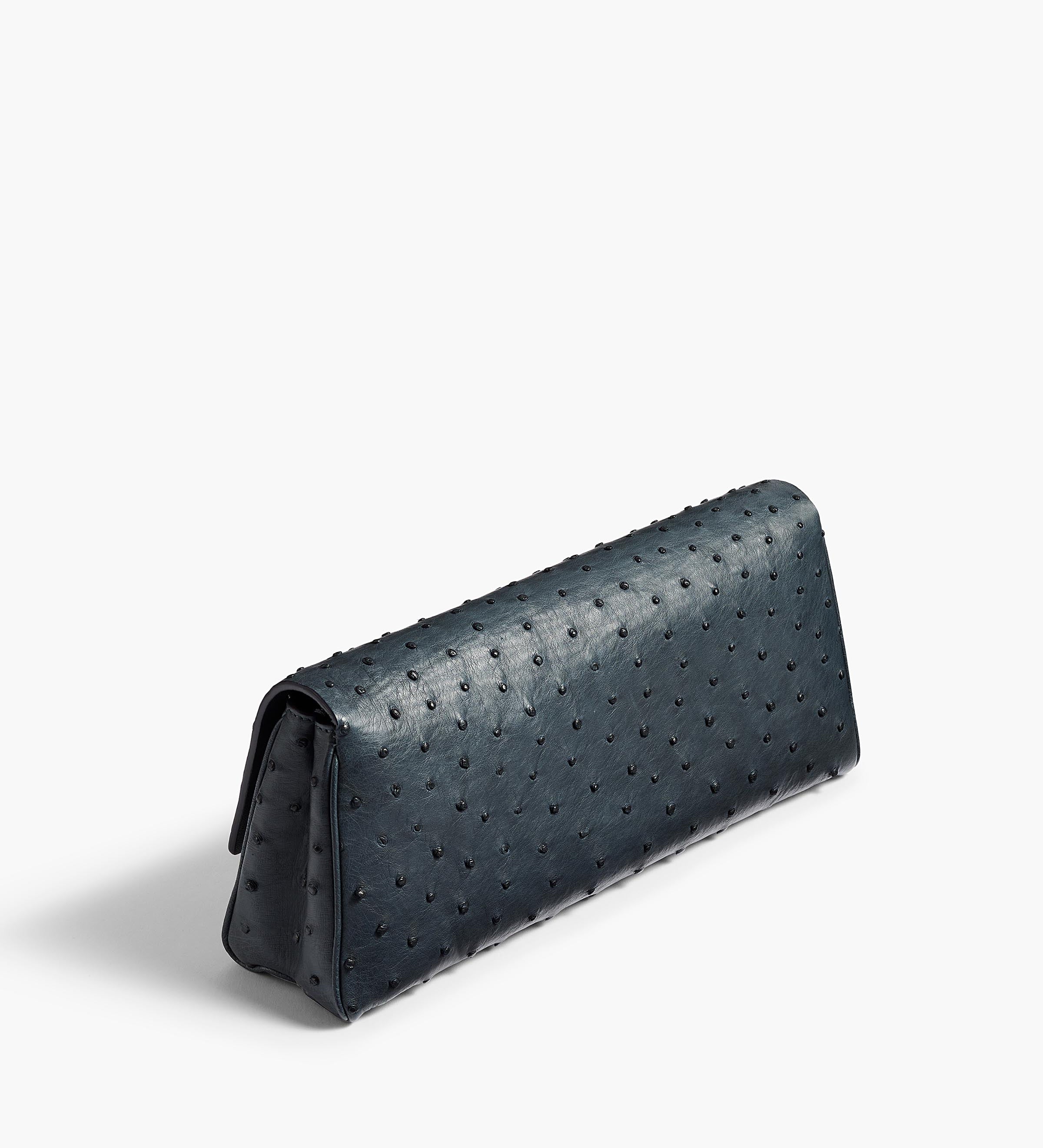 Khaite - Audrey Clutch in Midnight Navy Ostrich