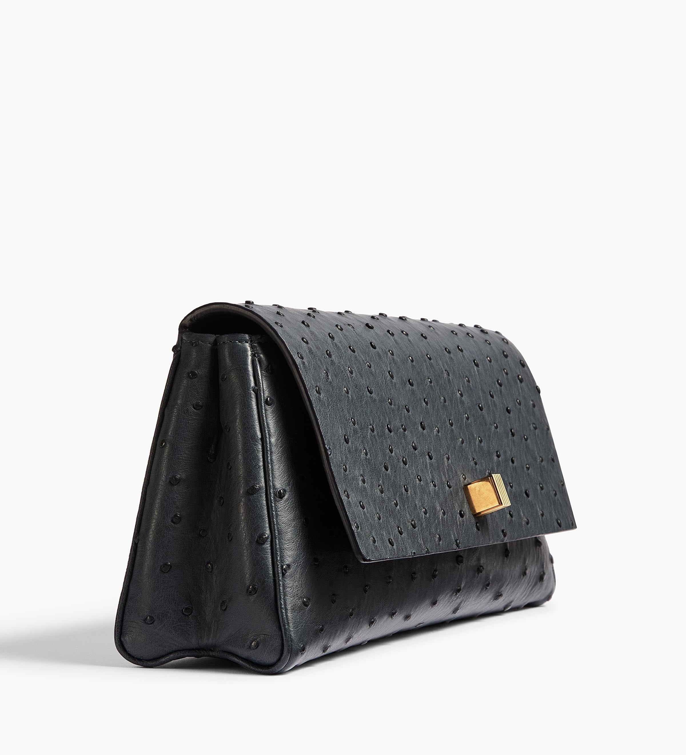 Khaite - Audrey Clutch in Midnight Navy Ostrich