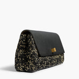 Khaite - Audrey Clutch in Black and White Marled Raffia