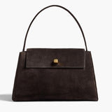 Khaite - Audrey Top Handle Bag in Dark Brown Suede