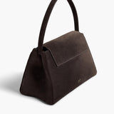 Khaite - Audrey Top Handle Bag in Dark Brown Suede