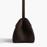 Khaite - Audrey Top Handle Bag in Dark Brown Suede