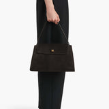 Khaite - Audrey Top Handle Bag in Dark Brown Suede