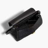 Khaite - Audrey Crossbody Bag in Black Raffia and Black Leather