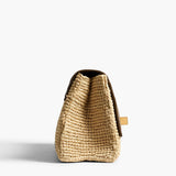 Khaite - Audrey Crossbody Bag in Natural Raffia and Olive Leather