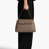 Khaite - Audrey Top Handle Bag in Elephant Pebbled Leather