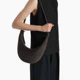 Khaite - Small Augustina Crossbody Bag in Dark Brown Suede