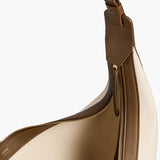 Khaite - Augustina Hobo in Dark Olive Pebbled Leather and Cream Canvas
