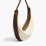 Khaite - Augustina Hobo in Dark Olive Pebbled Leather and Cream Canvas