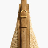 Khaite - Small Augustina Crossbody Bag in Wheat Suede and Natural Raffia