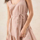 Loeffler Randall - Avi Brown Gingham Swing Dress
