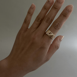 Kinn - Vintage 18k Diagonal Ridge Emerald Diamond Ring