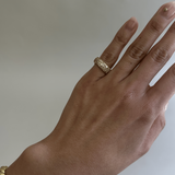 Kinn - Vintage Thick Wave 18k Diamond Pave Ring