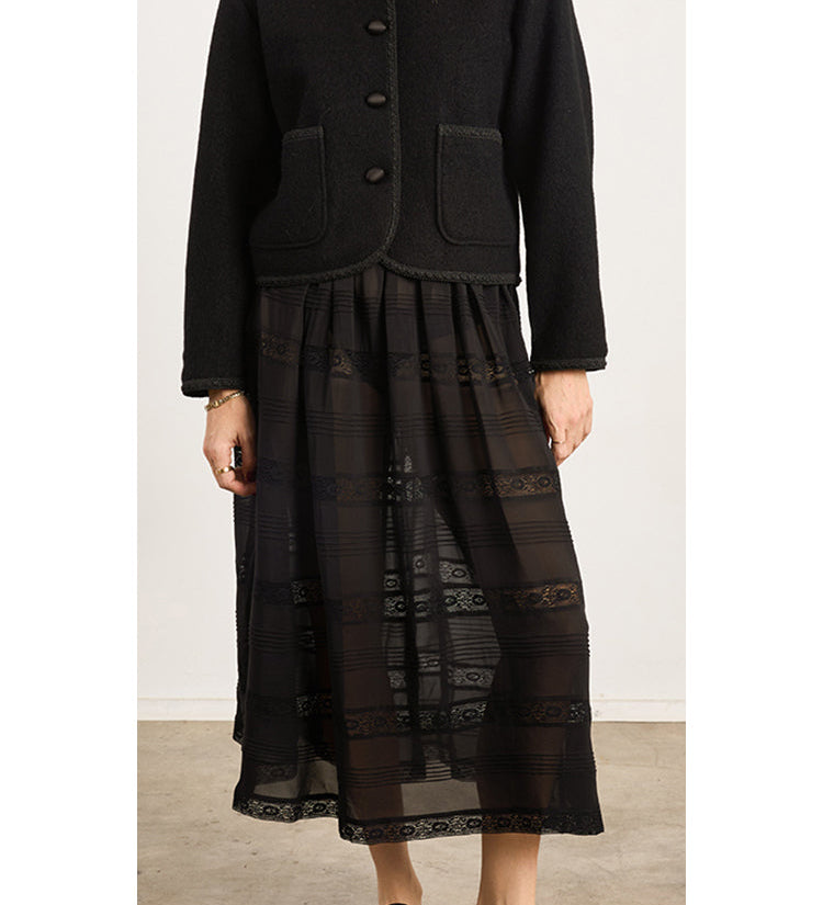 Ciao Lucia - Safira Black Georgette Silk Skirt