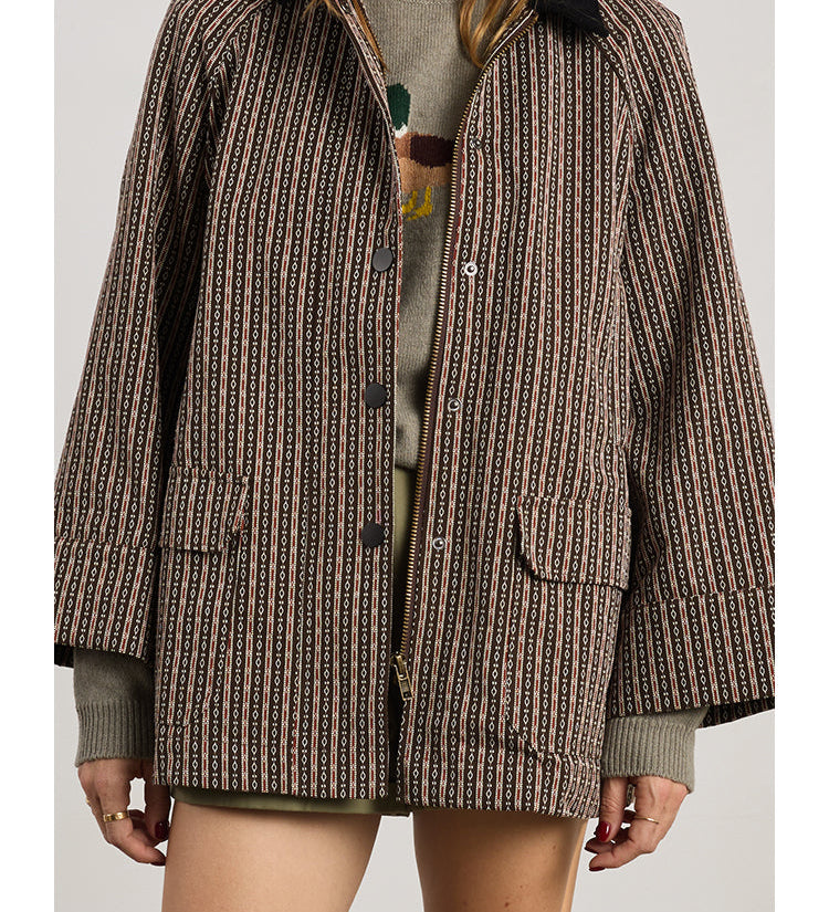 Ciao Lucia - Logan Saddle Stripe Barn Coat