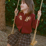 DÔEN - BABETTE CASHMERE CARDIGAN -- MALBEC FLORAL EMBROIDERY