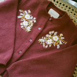 DÔEN - BABETTE CASHMERE CARDIGAN -- MALBEC FLORAL EMBROIDERY