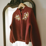 DÔEN - BABETTE CASHMERE CARDIGAN -- MALBEC FLORAL EMBROIDERY