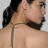 Dorsey - YVES LAB WHITE SAPPHIRE PARACORD NECKLACE, OLIVE