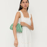 Loeffler Randall - Bailey White/Green Stripe Dome Clutch