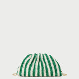 Loeffler Randall - Bailey White/Green Stripe Dome Clutch