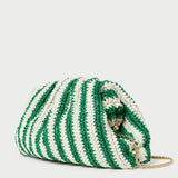 Loeffler Randall - Bailey White/Green Stripe Dome Clutch