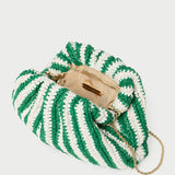 Loeffler Randall - Bailey White/Green Stripe Dome Clutch