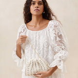 Loeffler Randall - Bailey White/Crystal Dome Clutch