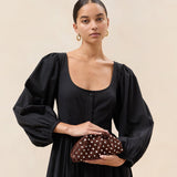 Loeffler Randall - Bailey Espresso/Silver Dome Clutch