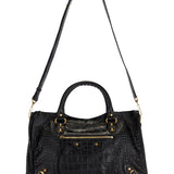 Balenciaga - Le City Medium Croc Embossed Bag in Black