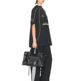 Balenciaga - Le City Medium Croc Embossed Bag in Black