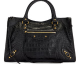 Balenciaga - Le City Medium Croc Embossed Bag in Black