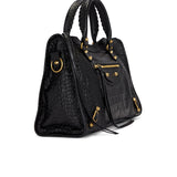 Balenciaga - Le City Medium Croc Embossed Bag in Black