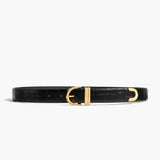 Khaite - Bambi Belt in Black Croc-Embossed Leather with Gold