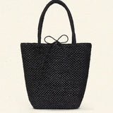 DÔEN - BATEAU BAG -- BLACK RAFFIA