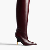Khaite - Bella Knee-High Boot in Bordeaux Vintage Calf