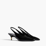Khaite - Bella Low Pump in Black Glazed Leather